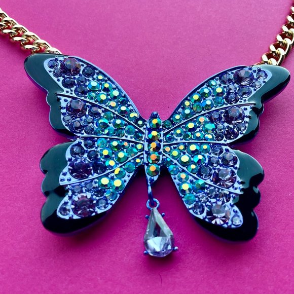 NWT Betsey Johnson Purple Butterfly Necklace - All A Flutter - Thick Gol… - Picture 11 of 13